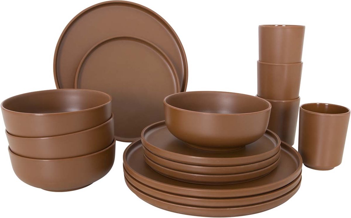 Bo-Camp - Industrial - Servies - Patom - 16 Stuks - Terra