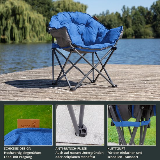 Krzesło kempingowe składane Moonchair Sirkka, do 150 kg, ze schowkiem termicznym SKANDIKA
