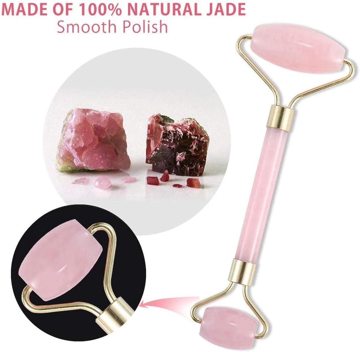 Gezichtsmassage set van 3 koninklijke jade rollers natuurlijke rozenkwarts anti-aging gereedschap voor gezicht hals oog lichaam met doos
