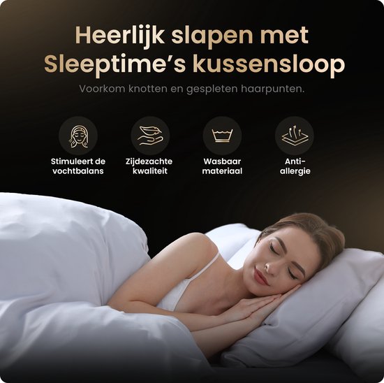 Sleeptime Satijnen Kussensloop - Anti allergeen - Haarverzorging - Huidverzorging - 2 Stuks - 60x70 cm - Wit