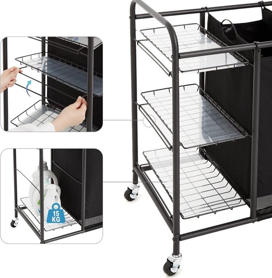 Wasmand Wassorteerder met 4 lagen (600D Oxford-stof), wasverzamelaar met ladderplanken, wasscheider Wassorteersysteem voor vuile was Wasruimte Zwart | NL Wasmand Wassorteerder met 4 lagen (600D Oxford-stof), wasverzamelaar met ladderplanken, wasscheider Wassorteersysteem voor vuile was Wasruimte Zwart | NL
