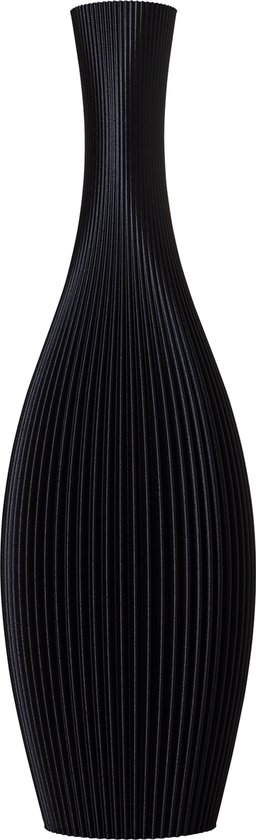 Slimprint Vase de Sol Décoratif STELLA, Rayé, Zwart, 15,7 x 50 cm, Plastique Végétal