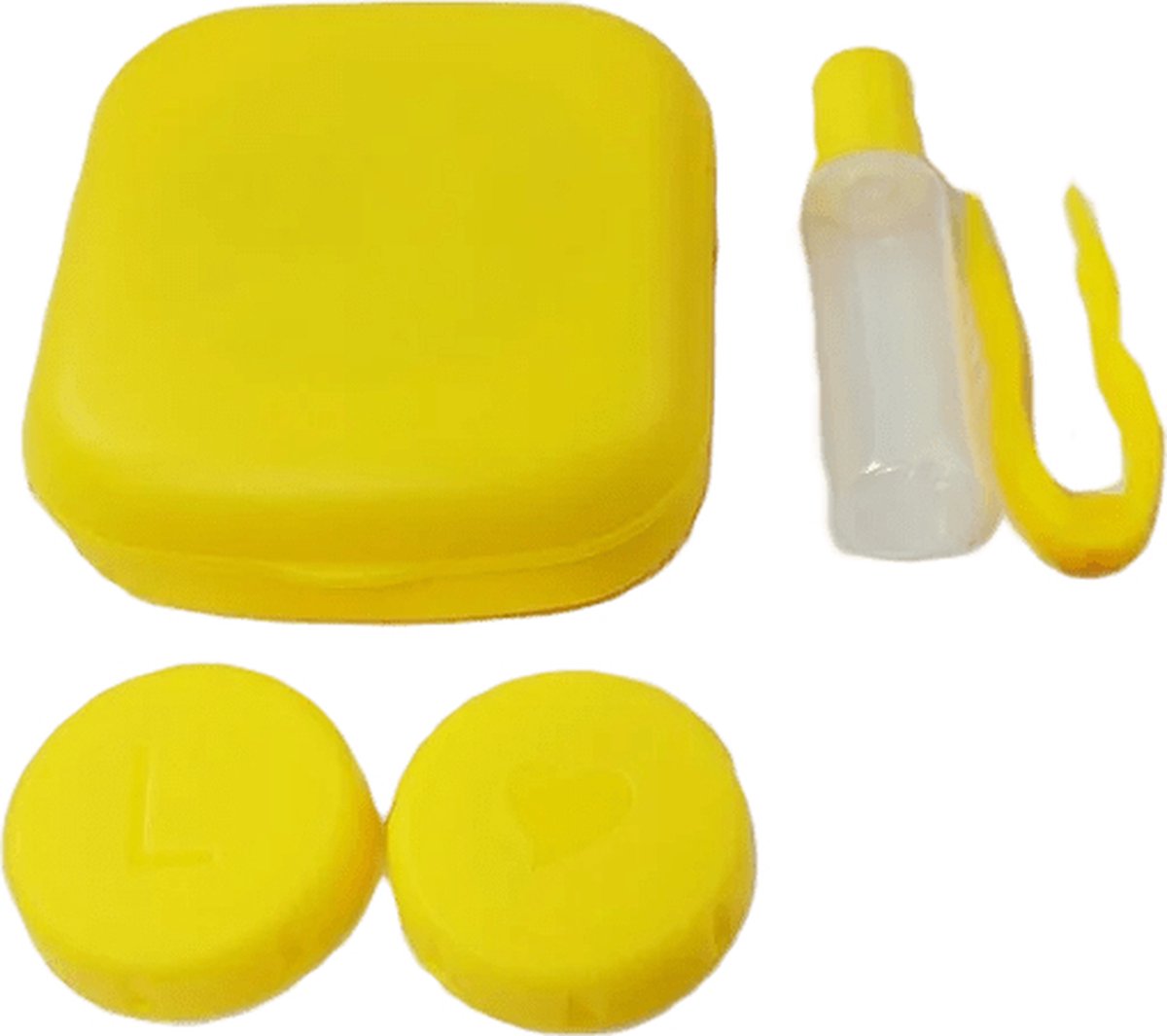 Goedkoopste DrPhone ClearView Organizer - Contactlenzen Opbergdoosje – Ingebouwde Spiegel – Lenzenzuignap – Pincet - Lenzenvloeistof Flesje - Geel