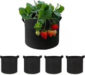 Duurzaam&Mi - Duurzaam Plantenzakken 5 gallons (set van 5) - 30cm x 25cm - zwart - 20 Liter - kweekzak - plantzak - herbruikbaar - vliesstoff - tuin - tuinieren - planten - fruit - groen - milieuvriendelijk - balkonplanten - groentebedden -