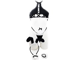 BamBella ® Sexy Cosplay Rollenspel kleding - Onesize - outfit dames Sex bunny dieren pak Zwart Wit set