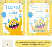 Uitnodiging kinderfeestje - Kinderfeest - Uitnodigingen - Verjaardag - Inclusief enveloppen - Eigen design en print - Wenskaart - Vijfde verjaardag- 20 stuks - A6