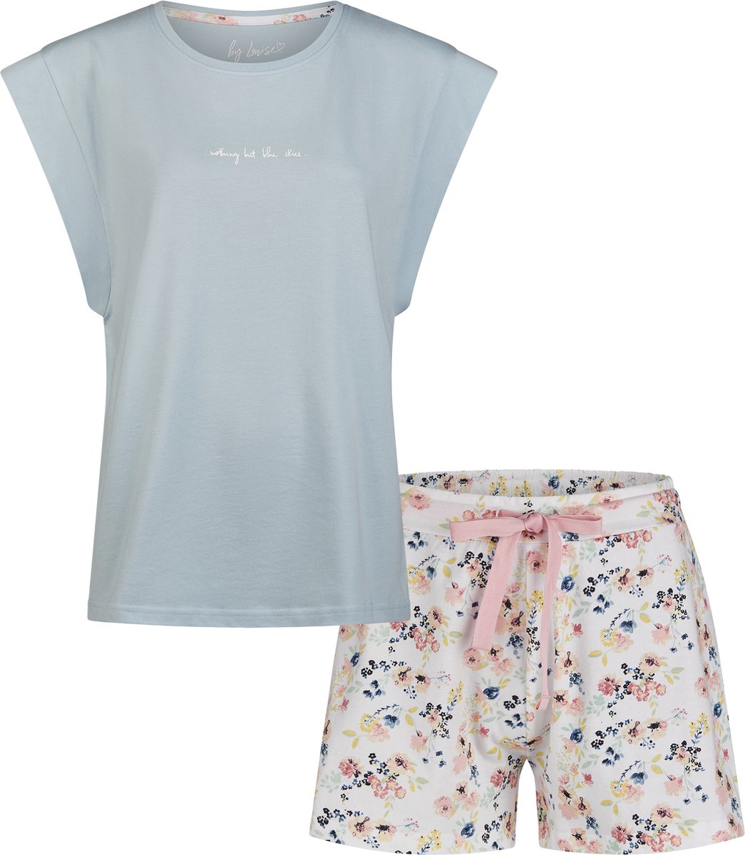 By Louise Dames Korte Pyjama Set Shortama Blauw - Maat M op Prijzenvolger.com