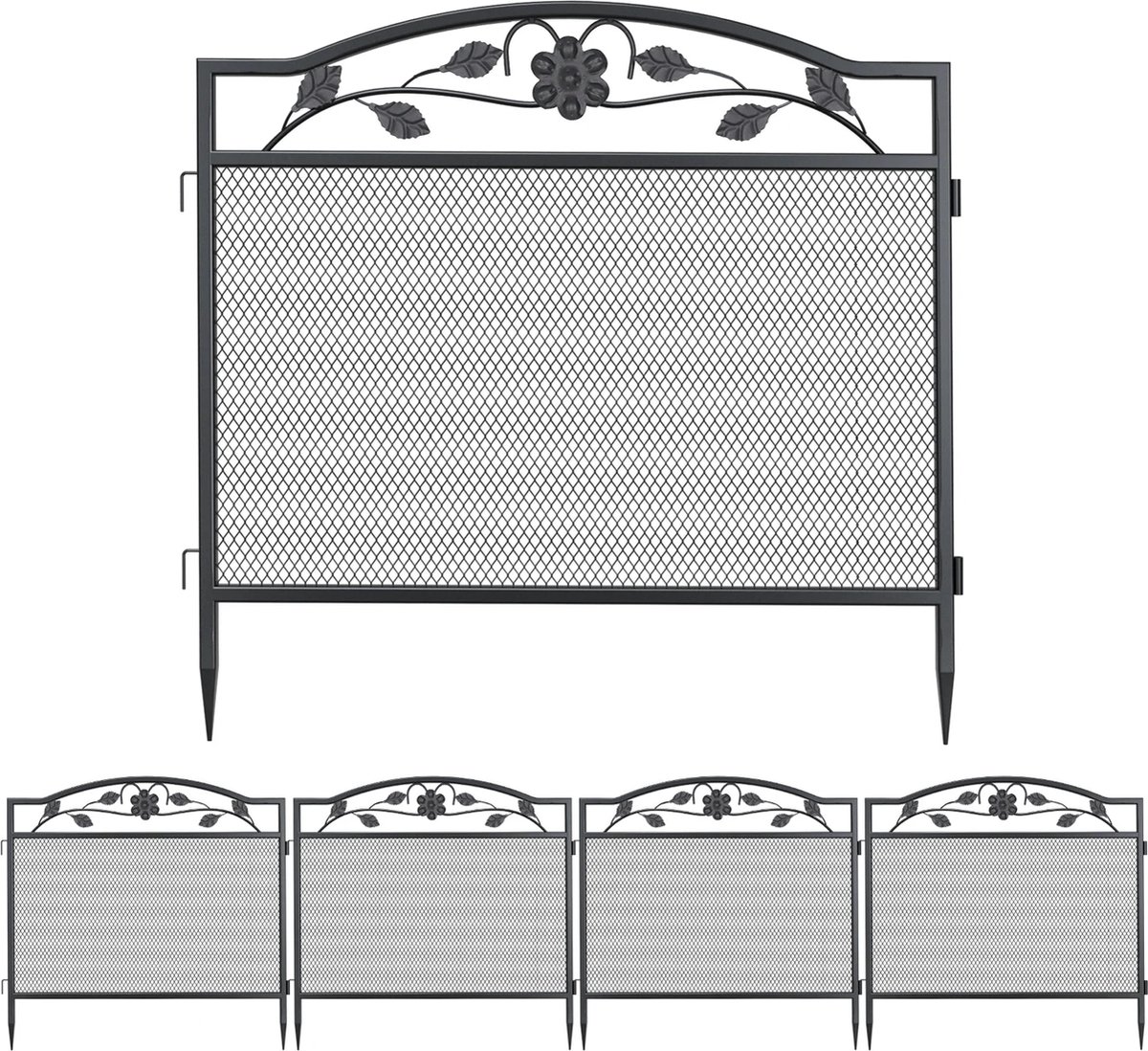 Tuinhek Tuinafscheiding Metalen tuinhekjes 5 Stuks Rustieke Stijl Decoratief Barrière voor dieren