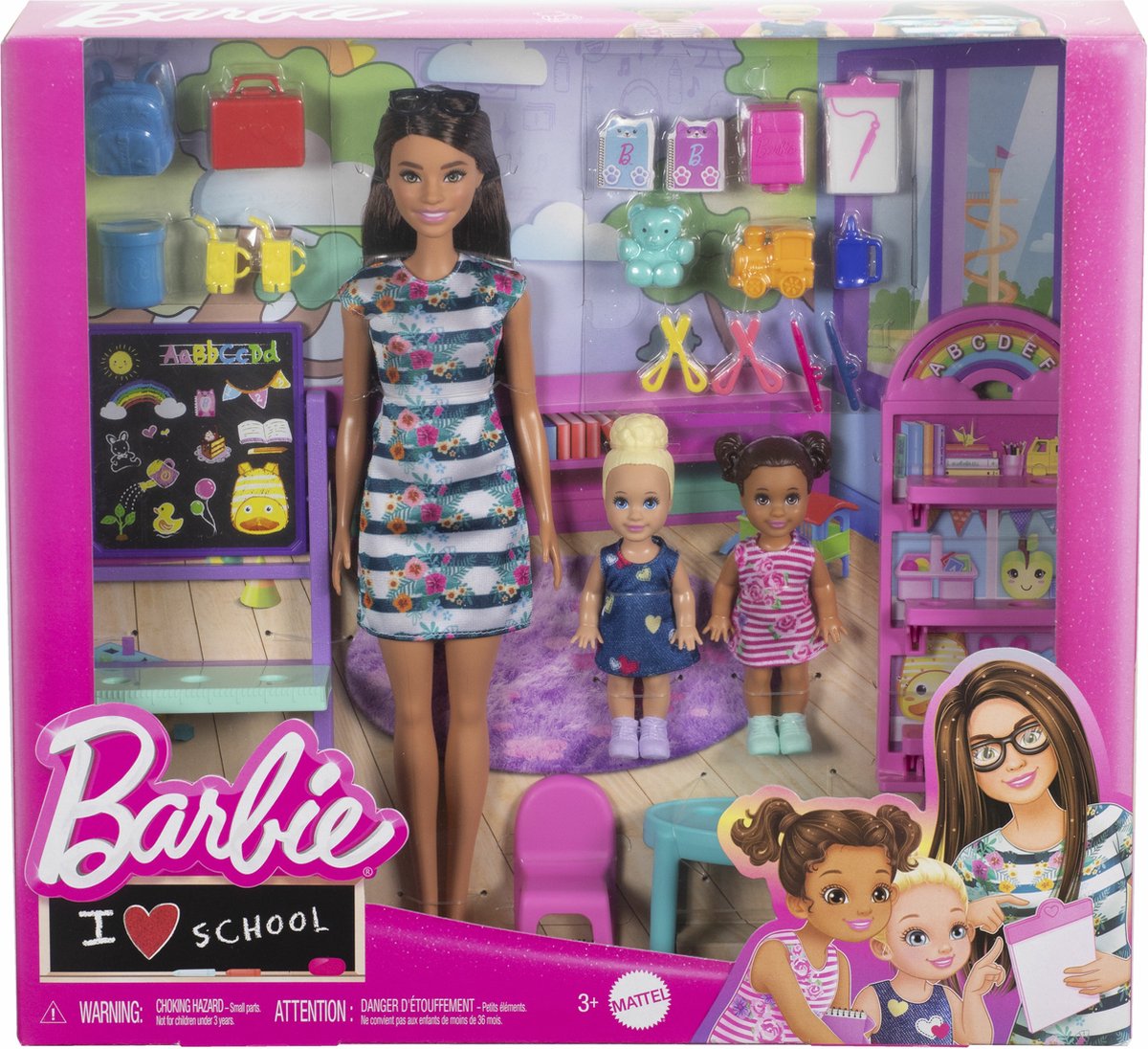 Barbie Dol op School - Speelset met 1 modepop en 2 kleine poppen — cadeau in Spellen & Speelgoed - foto 2