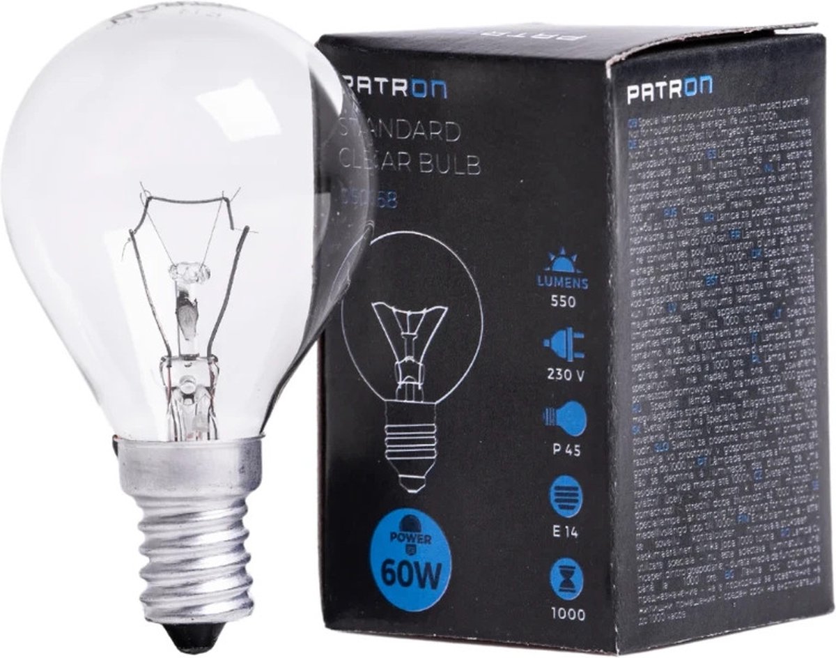 Patron E14 Kogel Gloeilamp | 60W 2700K 550Lm | Dimbaar