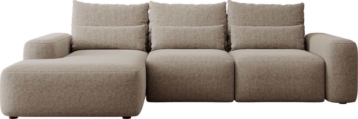 Selsey Hoekbank Carnos met lendenkussens - lichtbruin chenille - rechtse zijde
