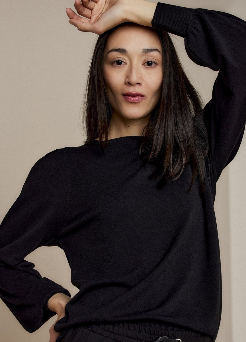 Marseille-7890 Puffy sleeve sweater basic knit (7s5650)