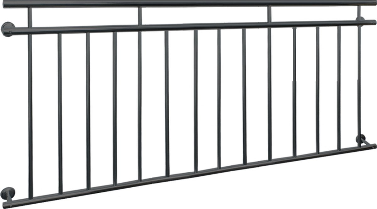Franse balkonbalustrade 184x90 cm antraciet met 14 gepoedercoate stalen vulstaven