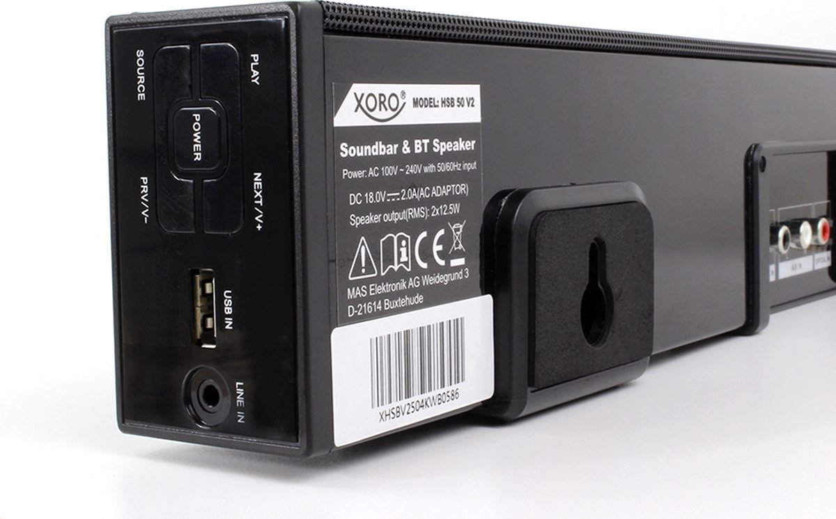 Xoro HSB50 V2 Soundbar met Bluetooth en Afstandsbediening - afbeelding 3