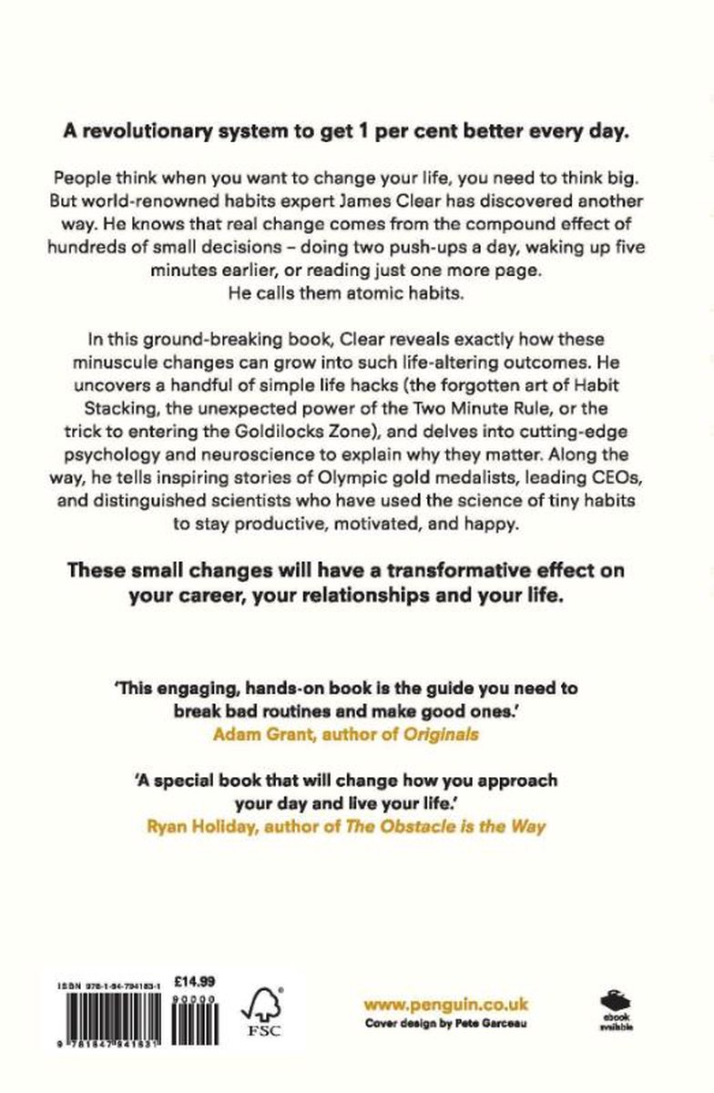 Atomic Habits, James Clear | 9781847941831 | Boeken | bol