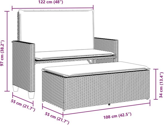 vidaXL-Tuinbank-met-kussens-en-voetenbank-poly-rattan-beige