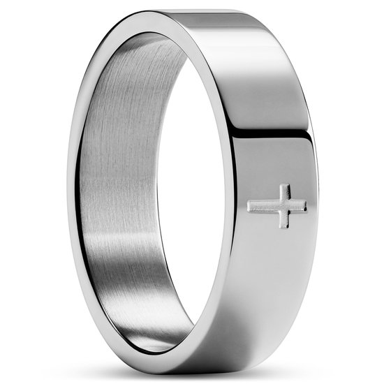 Unity | 6 mm Zilverkleurige Roestvrijstalen Ring met Kruis