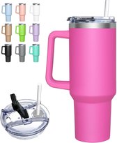 2-in-1 Lid 1180 ml Coffee Mug to Go Thermo Drinking Cup - Stainless Steel Insulated Mug with Handle and Straw - Tumbler Cup for Cold Hot Drinks - Thermal Mug