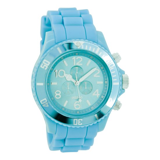 OOZOO Timepieces - Licht blauwe horloge met licht blauwe rubber band - C4834
