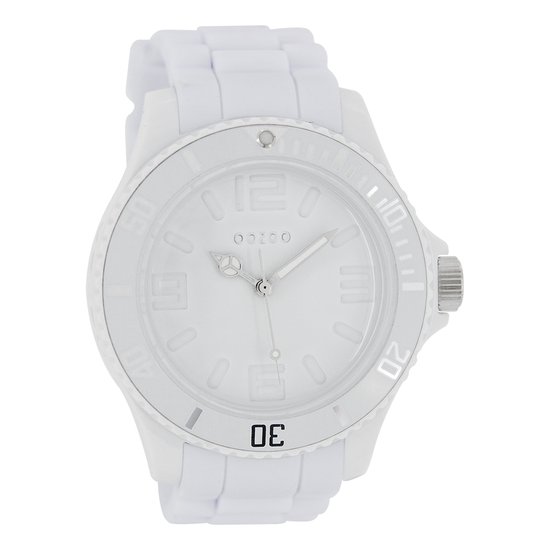 OOZOO Timepieces - Witte horloge met witte rubber band - C4341