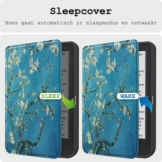 Hoes Geschikt voor Kobo Clara BW Hoesje Bookcase Cover Hoes Met Screenprotector - Hoesje Geschikt voor Kobo Clara BW Hoes Cover Case - Bloesem van Eminent. — afbeelding 3