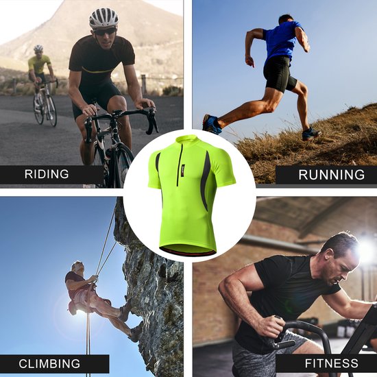 MEETYOO Herenfietsshirts Vochtafvoerend Korte mouwen Snel Fietsshirt Heren - Korte Mouwen - Wielershirt - Cycling ComfortFit Comfort Wielrenshirt Met 3 zakken en reflecterende strips-Groente-XL — afbeelding 4