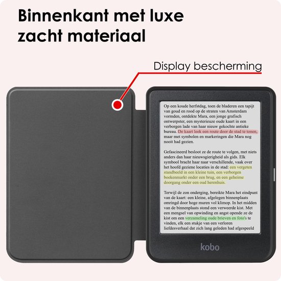 Hoes Geschikt voor Kobo Clara Colour Hoesje Bookcase Cover Book Case Hoes Sleepcover - Rosé Goud van Accezz — afbeelding 5
