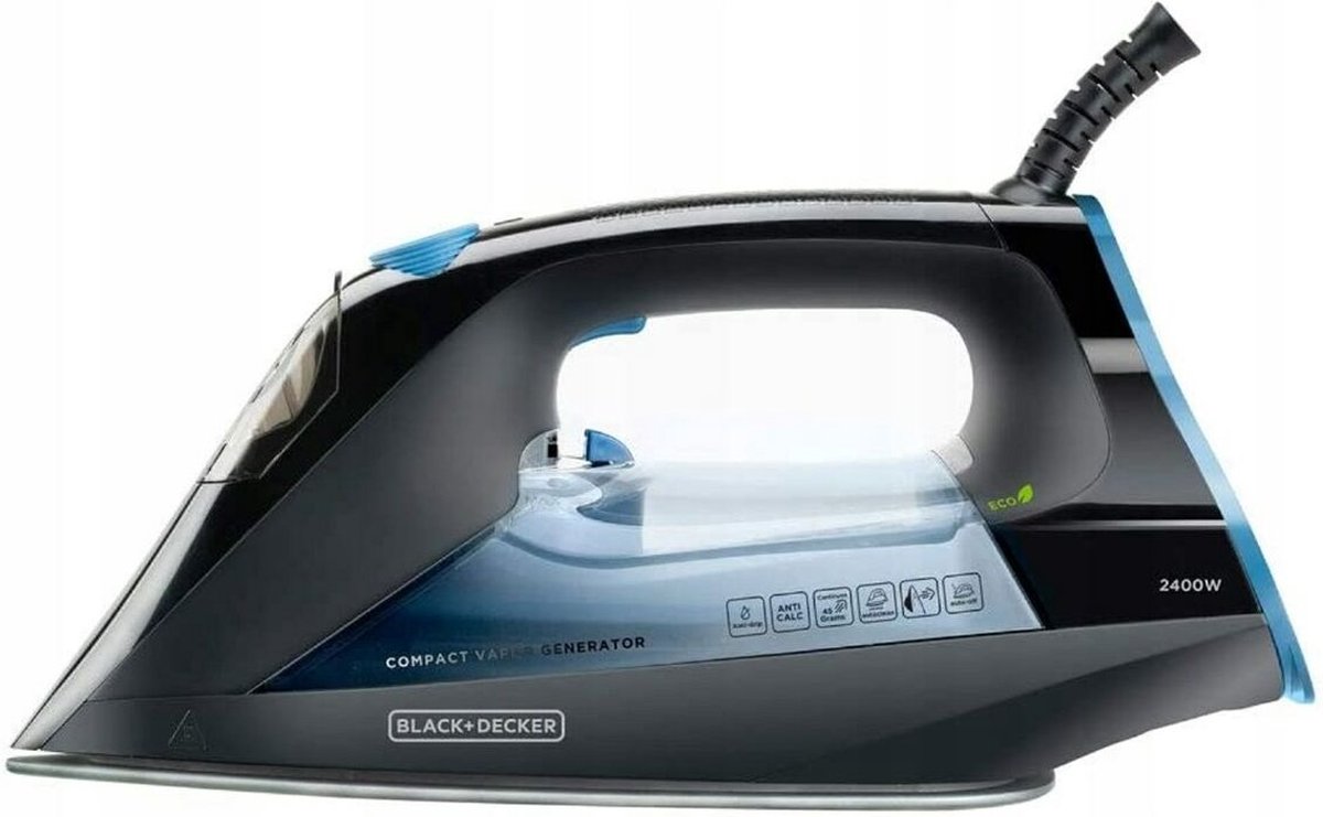 BLACK+DECKER Strijkijzer BXSS2200E - 2200W - Stoomgenerator - Anti-Kalkfilter - Zwart