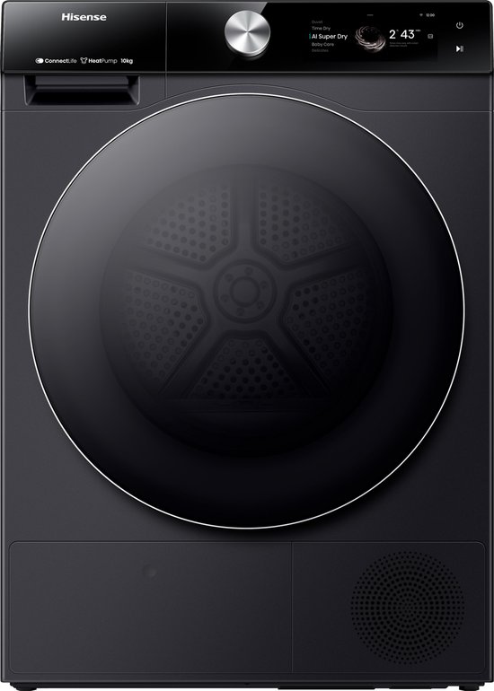 Hisense 7S Serie DH7S107BB - Wasdroger met A+++ Energielabel - TFT Display - Warmtepompdroger - 10kg - ConnectLife - Basket Dry