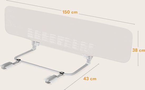 Lionelo Lora XL – Barrière de Lit XL – Pliable & Portable – Extra Longue 150 cm – Installation Facile – Universelle – Matériaux de Haute Qualité
