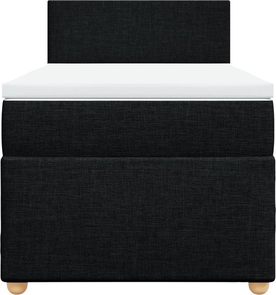 vidaXL - Boxspring - met - matras - stof - zwart - 100x200 - cm
