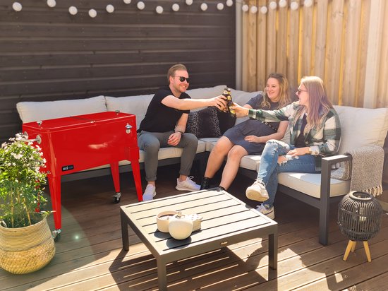 AXI Retro Cooler Rood - Koeler met wielen - 76L inhoud - Koelbox met aftapkraan