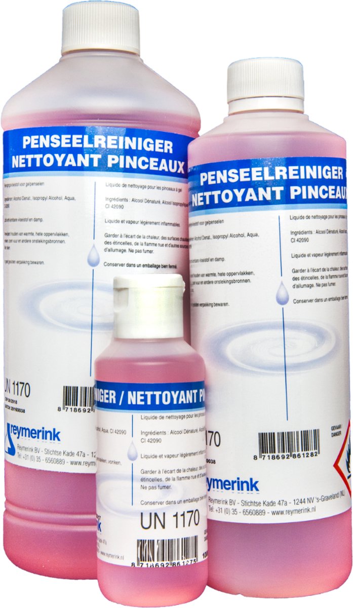 Reymerink - Penseel Reiniger 1000ml | Desinfectie voor PMU, Tattoo, Beauty, Styliste, Kapper Studio & Laser Salon Huisarts Tandarts Praktijk | Laserkliniek | Desinfectiemiddel | Desinfectiespray | Pure Alcohol | Tatoeage Praktijk Schoonmaak