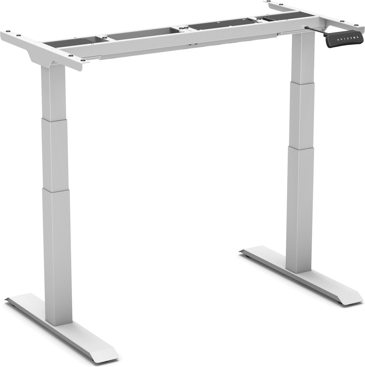 Worktrainer - Updesk Pro Zit Sta Bureau - Hoogte 58 - 123 cm - Breedte 120 - 200 cm - Elektrisch Frame - In hoogte verstelbaar Bureau Onderstel - Zilver - Met Geheugenfunctie