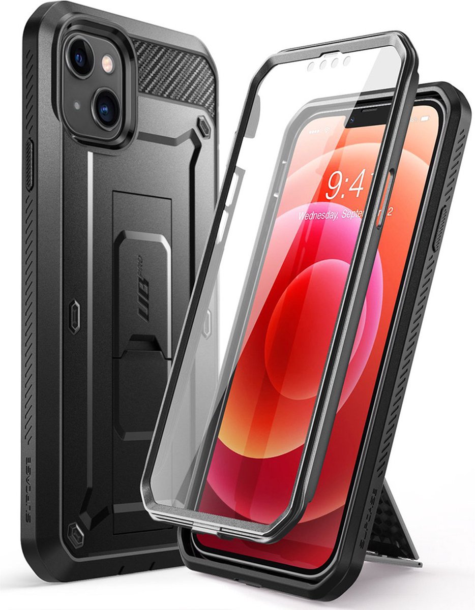 Supcase Unicorn Beetle PC en TPU carbonvezels hoesje voor iPhone 13 - zwart