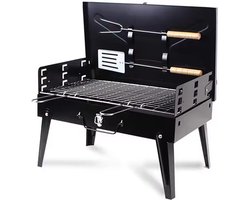Koffer BBQ | Houtskool Barbecue | Opvouwbare inklapbare meeneem kolen BBQ inclusief gereedschap | Opvouw inklap tafel vakantie camping compact klein onderweg Koffer BBQ | Houtskool Barbecue | Opvouwbare inklapbare meeneem kolen BBQ inclusief gereedschap | Opvouw inklap tafel vakantie camping compact klein onderweg