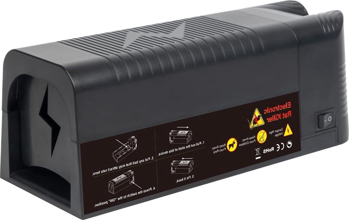 Elektrische muizenval - lekvrije deur - USB oplaadbaar - muizen hamsters woelmuizen - grootte knaagdieren