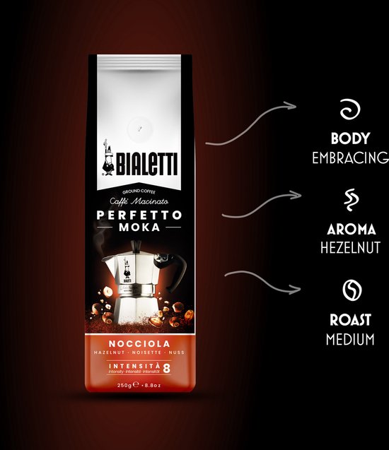 Bialetti Perfetto Moka Nocciola (Hazelnoot) gemalen koffie – 250gr