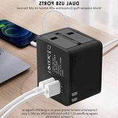 Bol.com Universele stekkeradapter voor reizen - compatibel met meer dan 200 landen - EU/UK/US/AUS - met 2 USB-poorten aanbieding