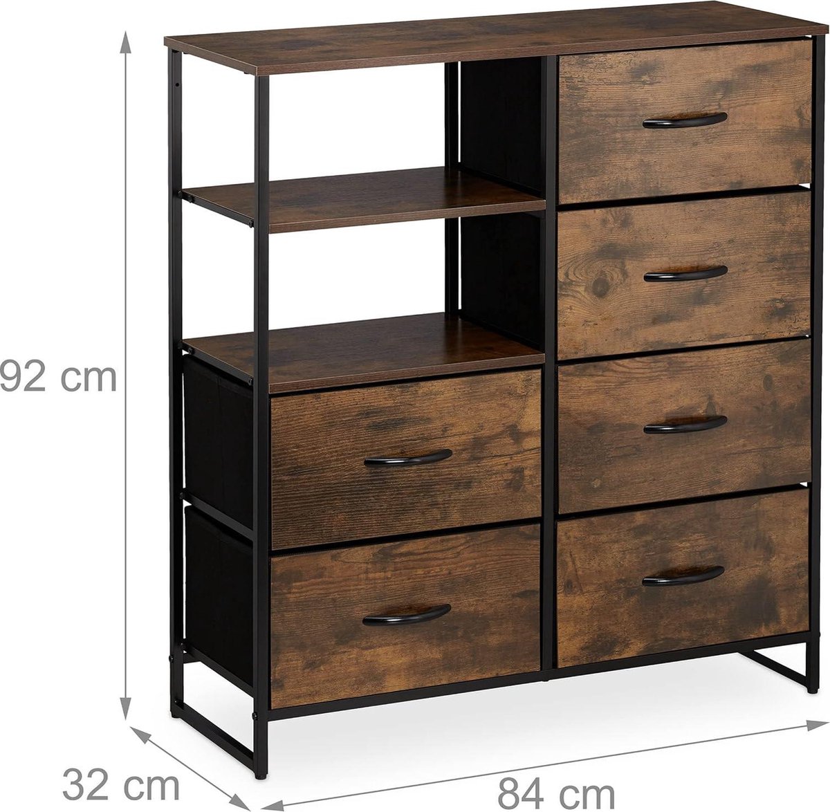 Coemo Ladekast Dressoir Chicago Zwart - Metalen Vitrinekast Voor De Industrieel Dressoir