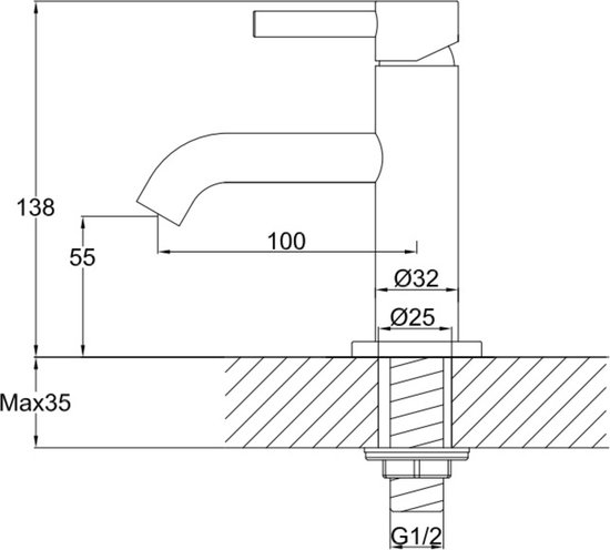 Radius Fonteinkraan Opbouw | Chroom | Koudwaterkraan 55.004.434