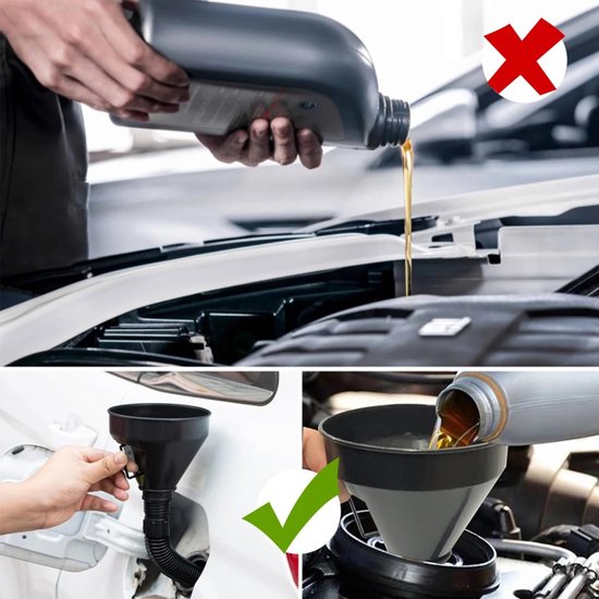 RYAN 6 stuks benzinetrechter met filter met slang en uittrekbare schenktuit, trechter voor de keuken, voor auto, werkplaats en huis