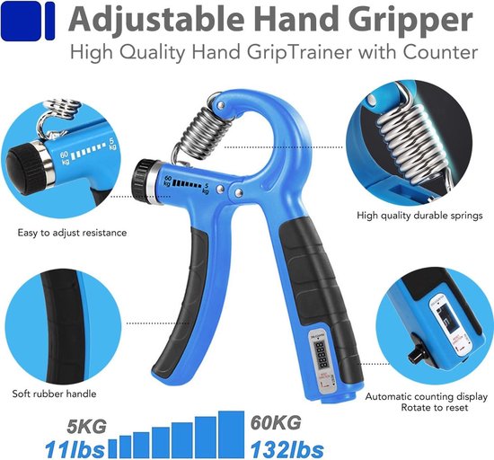 Grip Strength Trainer Kit (Pack of 6) with Finger Practices, Grip Strength, Hand Extension Trainer, Stress Relief Ball, Grip Ring, Gyro Ball for Muscle Building and Injury Recovery