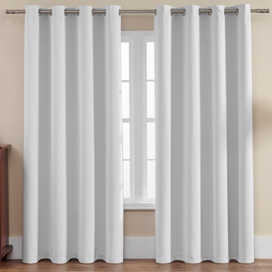 Verduisterende Gordijnen , 2 stuks, Moderne Gordijnen Warmte-isolerend voor Woonkamer, Slaapkamer - Wit - 132x183