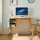 Bol.com Bureau Tysvær 75x105x48 cm naturel en blauw [en.casa] aanbieding