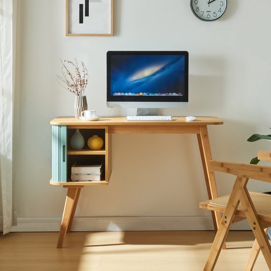 Bureau Tysvær 75x105x48 cm naturel en blauw [en.casa]