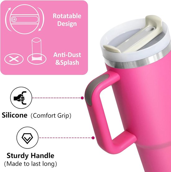 Mug Isotherme DUNSOO 1180ml - Acier Inoxydable - Paille Incluse - Conservation Chaude/froide