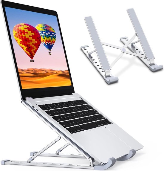 Foto: Laptopstandaard verstelbare aluminium koeler voor laptops van 10 inch tot 15 6 inch met 9 niveaus compatibel met lenovo macbook dell