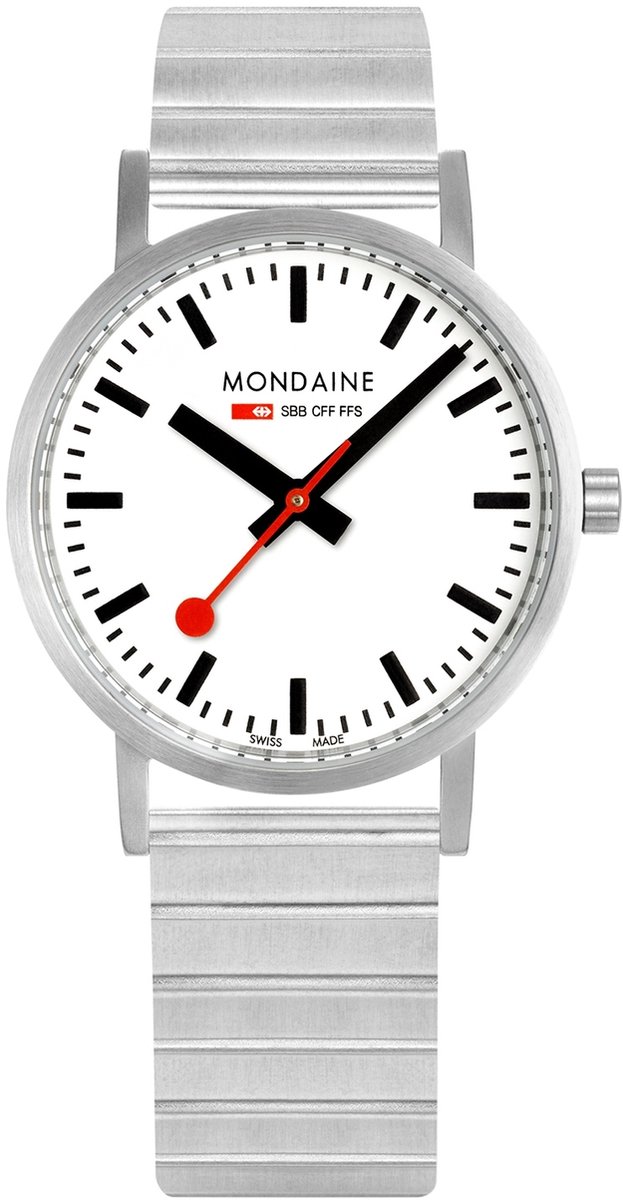 Mondaine M660.30314.16SBJ - Horloge - 36cm - wit - mat staal