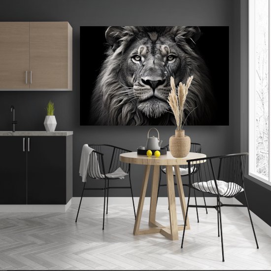 Peinture sur verre Lion - Peinture Animaux sur verre - Peintures en verre Crinière - Décoration salon industrielle - Peintures plexiglas - Décoration maison verre acrylique 120x80 cm